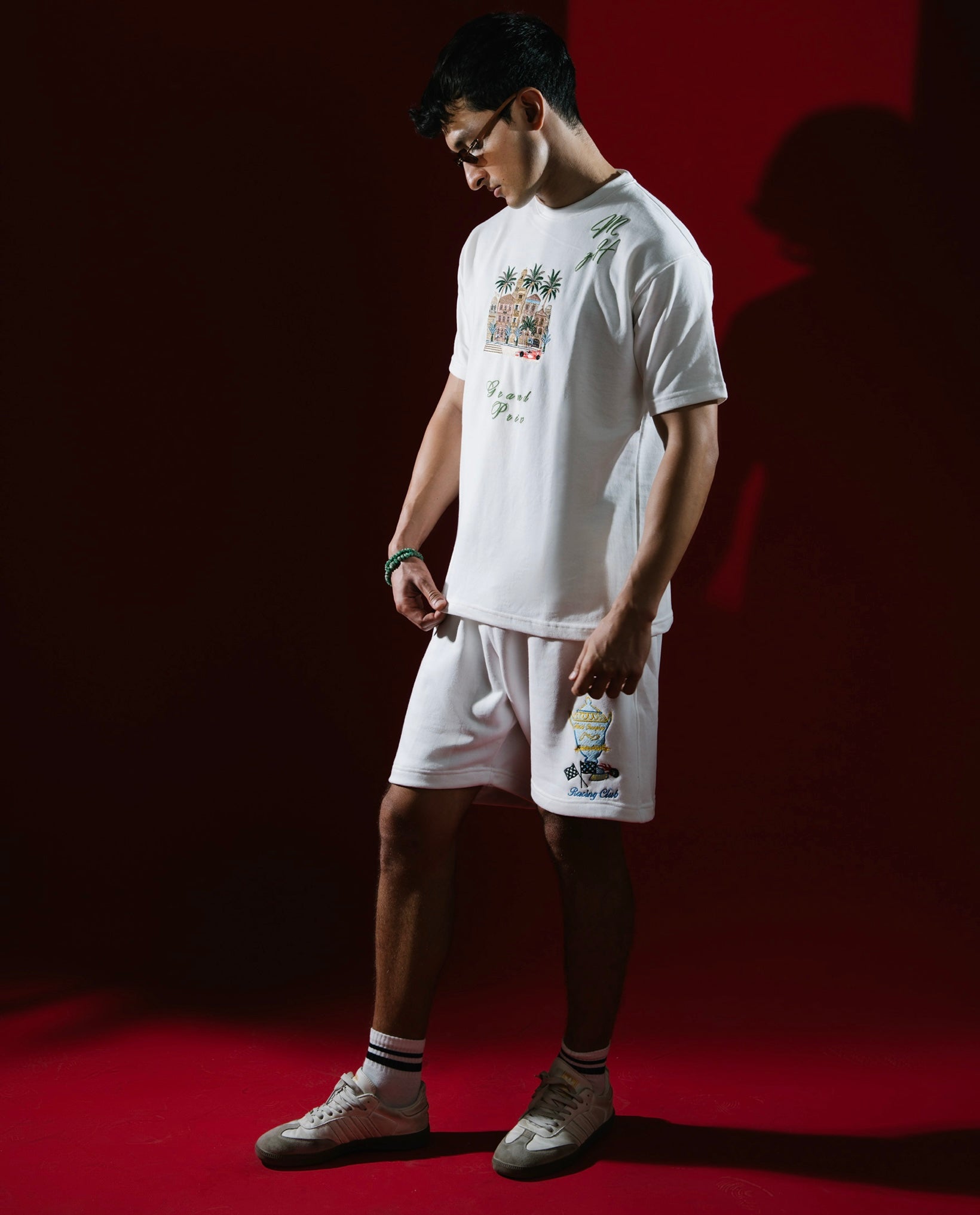 White Embroidered Shorts