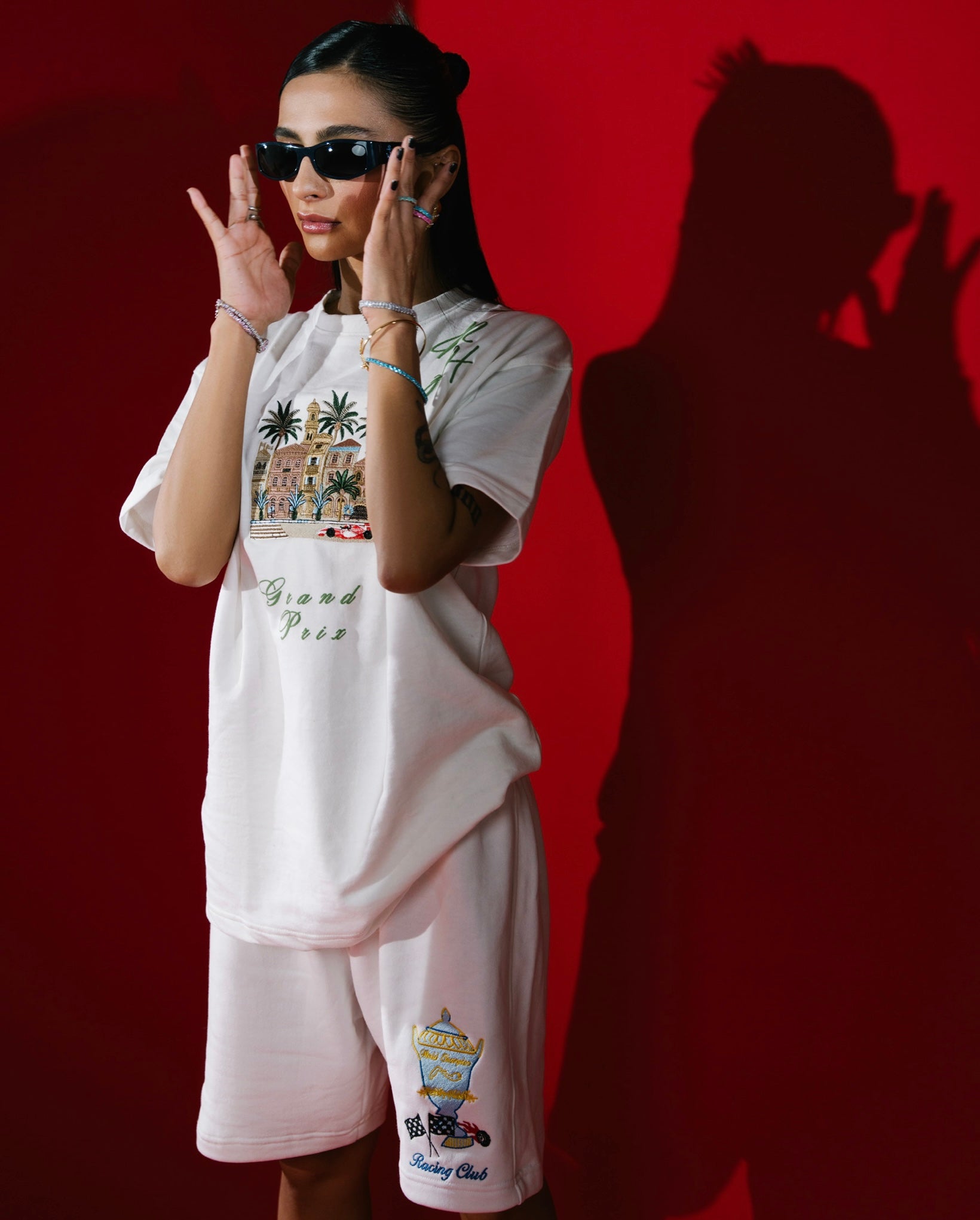 White Embroidered Shorts